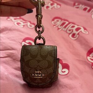 Coach Brown Signature airpods case